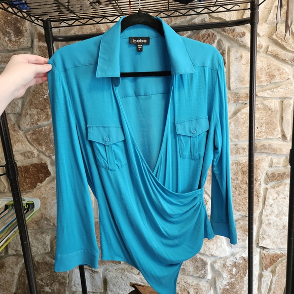 Bebe Turquoise Collared Bodysuit - Picture 6 of 6